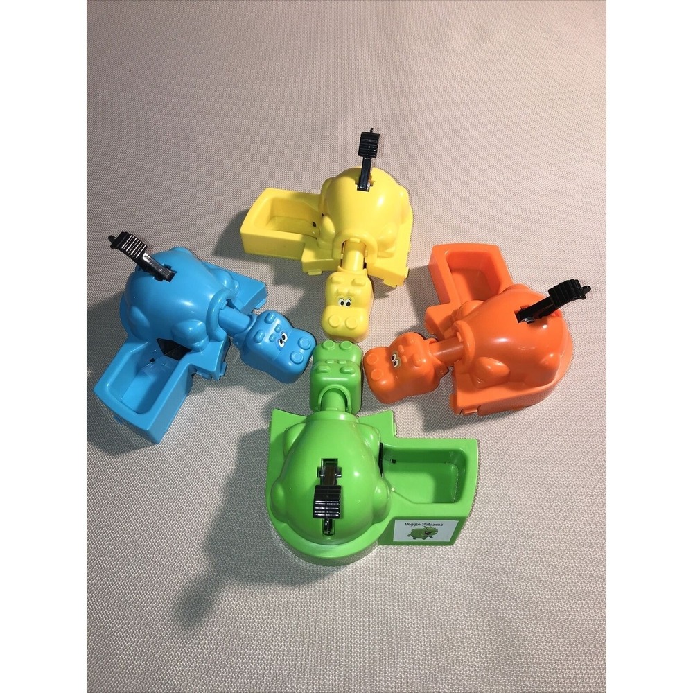 2012 Hasbro Hungry Hungry Hippos 4 Replacement Hippos Yellow Blue Green Orange